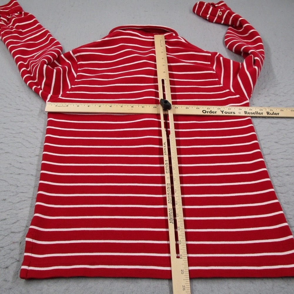 Vintage Polo Ralph Lauren Mens Large Red Striped Waffle Long Sleeve Polo Shirt - Picture 4 of 9